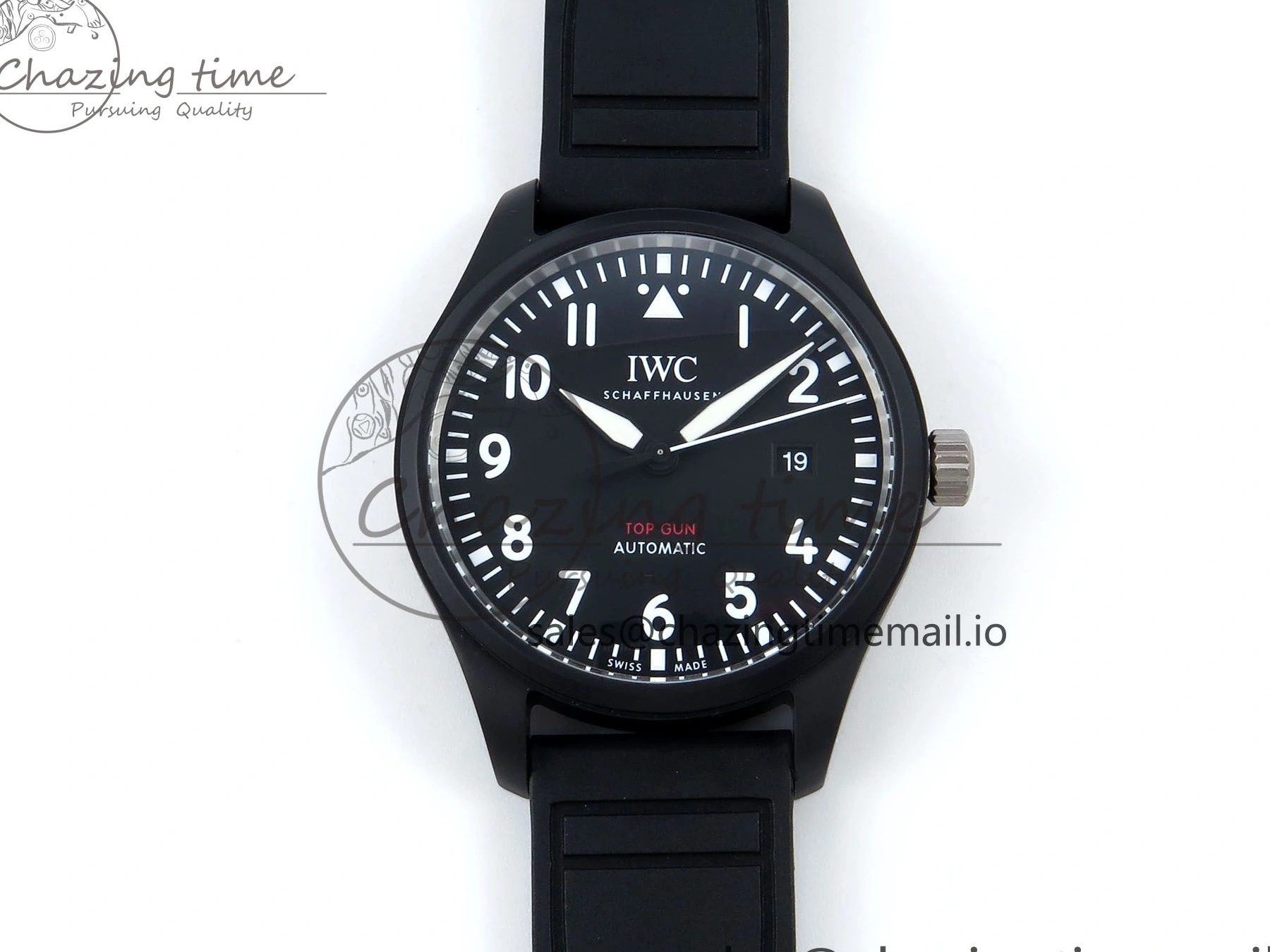 MIROTIME 0317 Pilot Top Gun IW326901 M+F 1:1 Best Edition Black Dial on Black Rubber Strap A SportInspired 6999